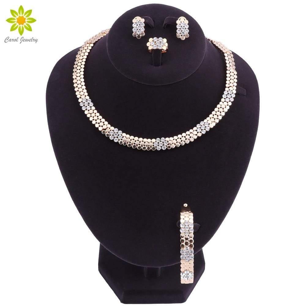 Planet Gates Wedding Jewelry Set Crystal 4Pcs Sets Necklace Bracelet Ring And Earrings For Women Party Accessories