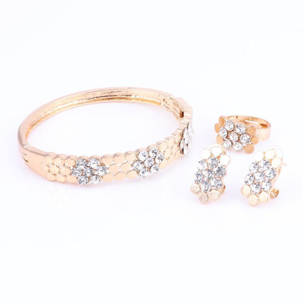 Planet Gates Wedding Jewelry Set Crystal 4Pcs Sets Necklace Bracelet Ring And Earrings For Women Party Accessories