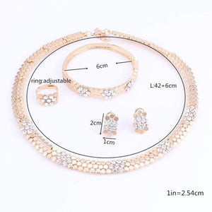 Planet Gates Wedding Jewelry Set Crystal 4Pcs Sets Necklace Bracelet Ring And Earrings For Women Party Accessories