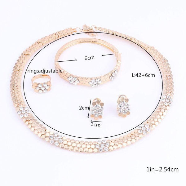 Planet Gates Wedding Jewelry Set Crystal 4Pcs Sets Necklace Bracelet Ring And Earrings For Women Party Accessories