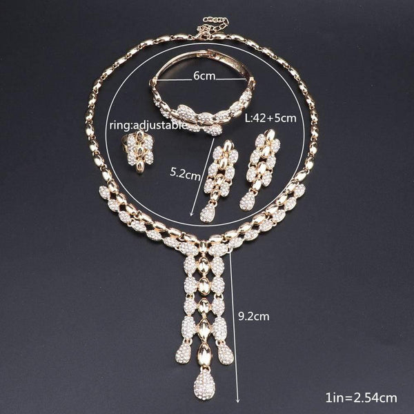 Planet Gates Wedding Necklaces Sets Vintage Rhinestone Choker Tassel&Pendants Necklaces Earring Ring Bangle Maxi Jewelry Sets