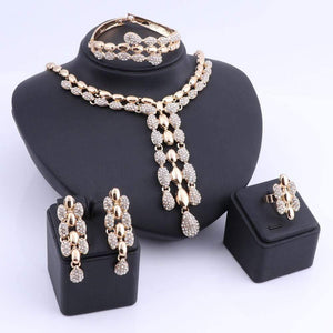 Planet Gates Wedding Necklaces Sets Vintage Rhinestone Choker Tassel&Pendants Necklaces Earring Ring Bangle Maxi Jewelry Sets