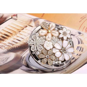 Planet Gates Wedding party gift for guests bridesmaid,bling crystal rhinestone flower,Beauty makeup compact  pocket mirror