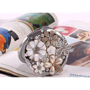 Planet Gates Wedding party gift for guests bridesmaid,bling crystal rhinestone flower,Beauty makeup compact  pocket mirror