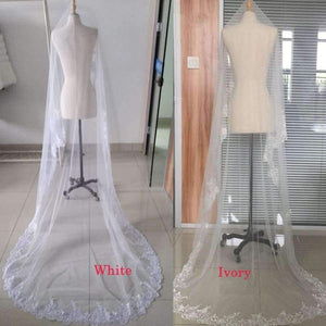 Planet Gates Wedding Veil Lace Cathedral wedding accessories White Ivory 3 M Cheap Long Voile Marriage Bridal Veil Without Comb