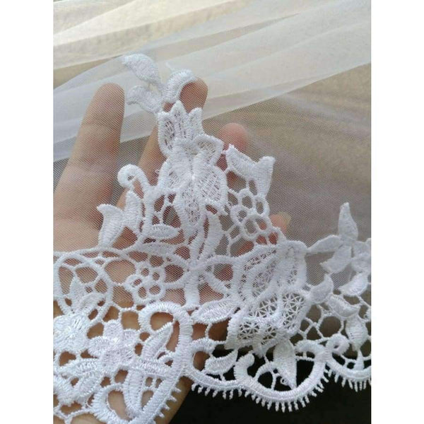 Planet Gates Wedding Veil Lace Cathedral wedding accessories White Ivory 3 M Cheap Long Voile Marriage Bridal Veil Without Comb