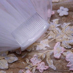 Planet Gates Wedding Veil With Comb Pink Flower arrangement Appliques Soft Tulle 3m Meters Long Bridal Veil Wedding Accessories