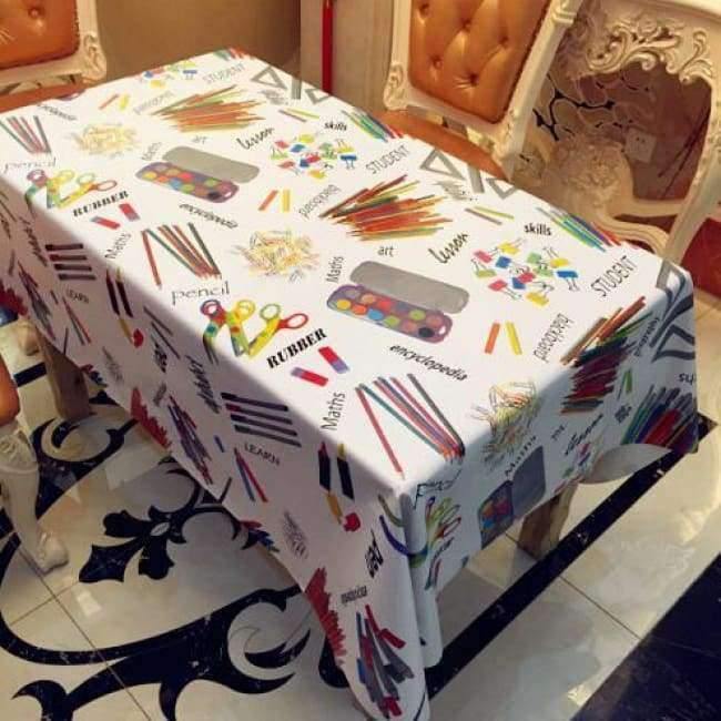 Planet Gates colorful strips / 137x137cm PVC TableCloth Waterproof Rectangular Plastic Picnic Cloth for Tea Table Home Textile Fashion Love Festive Red MJ033