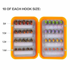 Planet Gates Wet Flies B 40PCS Fly Fishing Lure Wet Fly Fishing Flies Fishing Baits Fly Fishing Lure Box