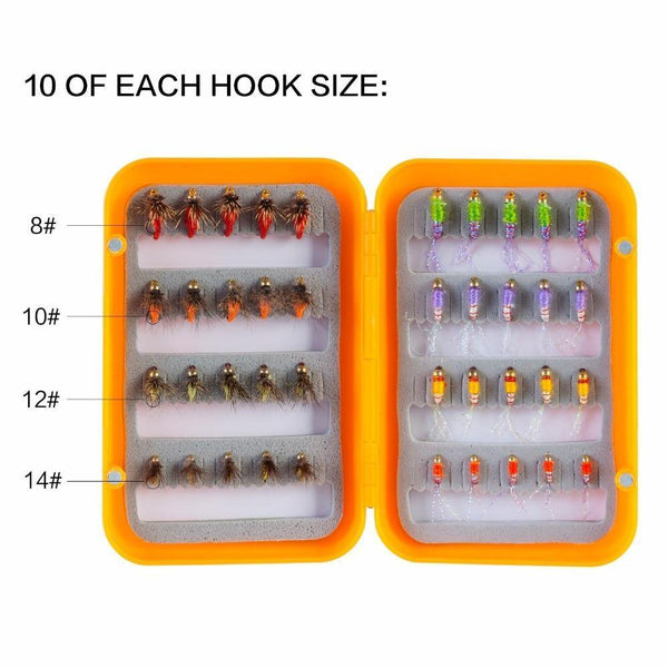 Planet Gates Wet Flies B 40PCS Fly Fishing Lure Wet Fly Fishing Flies Fishing Baits Fly Fishing Lure Box