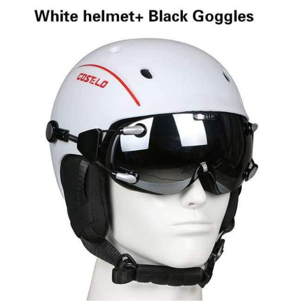 Planet Gates WH with BLACK goggle Skateboard Ski Snowboard Helmet ski goggles Integrally-molded Ultralight Breathable Ski Helmet