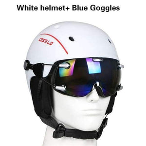 Planet Gates WH with Blue goggles Skateboard Ski Snowboard Helmet ski goggles Integrally-molded Ultralight Breathable Ski Helmet