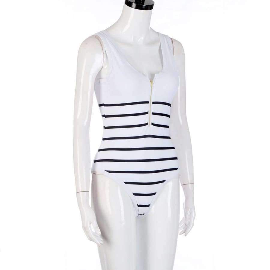 Planet Gates white / 0 Summer women swimwear Sexy Siamese Stripes With Zipper womens swimwear swimwear women one-piece maillot de bain JL 10