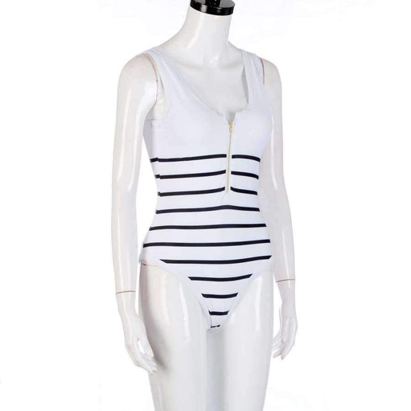 Planet Gates white / 0 Summer women swimwear Sexy Siamese Stripes With Zipper womens swimwear swimwear women one-piece maillot de bain JL 10