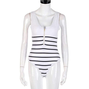 Planet Gates white / 0 Summer women swimwear Sexy Siamese Stripes With Zipper womens swimwear swimwear women one-piece maillot de bain JL 10