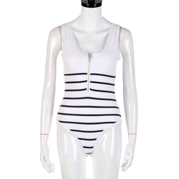 Planet Gates white / 0 Summer women swimwear Sexy Siamese Stripes With Zipper womens swimwear swimwear women one-piece maillot de bain JL 10