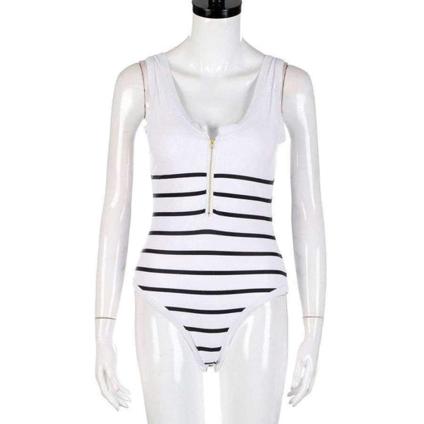 Planet Gates white / 0 Summer women swimwear Sexy Siamese Stripes With Zipper womens swimwear swimwear women one-piece maillot de bain JL 10