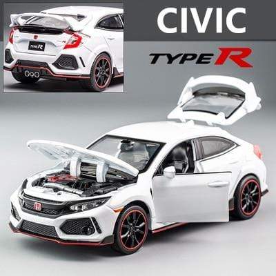 Planet Gates White 1 1:32 HONDA CIVIC TYPE R Alloy Sports Car Model Diecasts & Toy Vehicles Metal Car Model Sound Light Collection Childrens Toy Gift