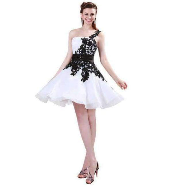 Planet Gates white 1 / 2 Bridesmaid Dresses  Grace Karin royal blue Lace One shoulder Wedding Party Gowns Cheap Short Bridesmaid Dresses under 50