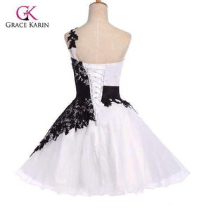 Planet Gates white 1 / 2 Bridesmaid Dresses  Grace Karin royal blue Lace One shoulder Wedding Party Gowns Cheap Short Bridesmaid Dresses under 50