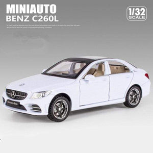 Planet Gates White 1:32 Benzs C-Class C260L Alloy Car Model Diecasts Metal Toy Vehicles Car Model Collection Sound Light High Simulation Kids Gift