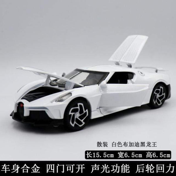 Planet Gates white 1:32 Simulation Bugatti Black Dragon Sports Car Model Alloy Car Model Metal Toy Car Boy Gift Car Decoration Jewelry Collection