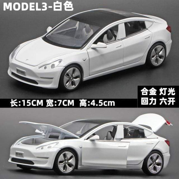 Planet Gates white 1:32 Tesla MODEL3 Alloy Model Sound and Light Pull Back Car Model Children's Toys Decoration Collection Toys Car Toy