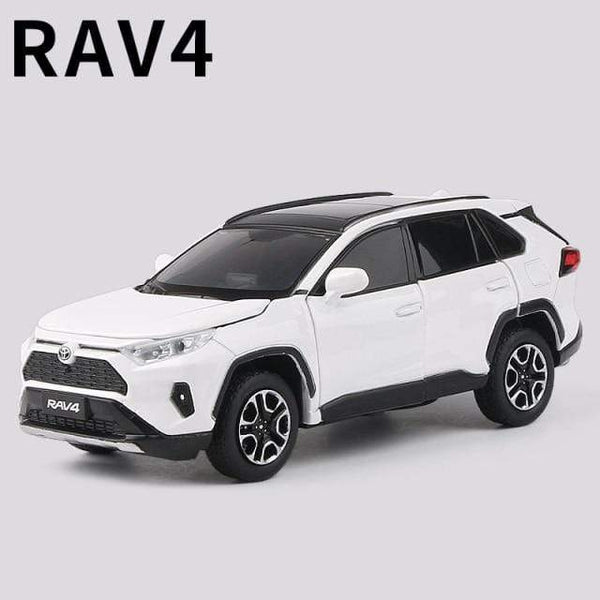 Planet Gates White 1:32 TOYOTA RAV4 Alloy Car Model Diecasts Metal Toy Vehicles Car Model Simulation Sound and Light Collection Childrens Toy Gift
