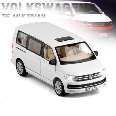 Planet Gates white 1:32 Zinc Alloy Bus Volkswagen Multivan T6 Van Alloy Toy Car Diecast MPV Model Sound Light Pull Back Children Gift Boys For Toys