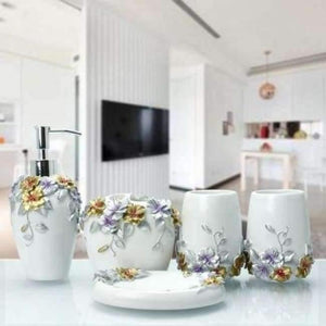 Planet Gates white 1 5pcs 6pcs/set Resin Bathroom Accessories Sets/Dispensers/Dishes/Toothpaste Holders/tray/Bathroom Tumblers/Bathroom Products