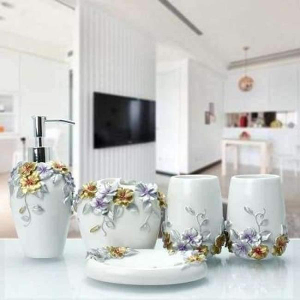 Planet Gates white 1 5pcs 6pcs/set Resin Bathroom Accessories Sets/Dispensers/Dishes/Toothpaste Holders/tray/Bathroom Tumblers/Bathroom Products