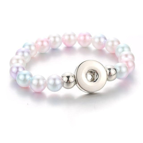 Planet Gates white 1 Handmade Snap Button Bracelet 10mm Imitation Pearls Beads Snap Jewelry Fit 18mm Snap Button Jewelry Beaded Bracelet