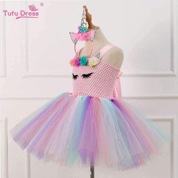 Planet Gates White / 10 Colorful Flowers Baby Girls Clothes Birthday Party Dresses Children  Birthday Gift  Tutu Costume Summer Girl Tutu Dress