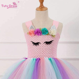 Planet Gates White / 10 Colorful Flowers Baby Girls Clothes Birthday Party Dresses Children  Birthday Gift  Tutu Costume Summer Girl Tutu Dress