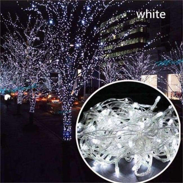 Planet Gates White / 100M 600Leds 220V EU Christmas Lights 5M 10M 20M 30M 50M 100M Led String 8 Function Christmas Lights 8 Colors For Wedding Party Holiday Lights