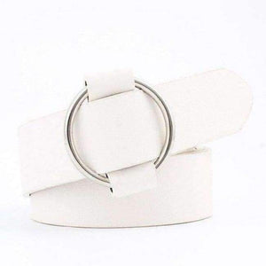 Planet Gates white / 103 Fashion Women Vintage Metal Round Buckle Waist Belt Waistband Needle-free Circle Casual Ladies Belt