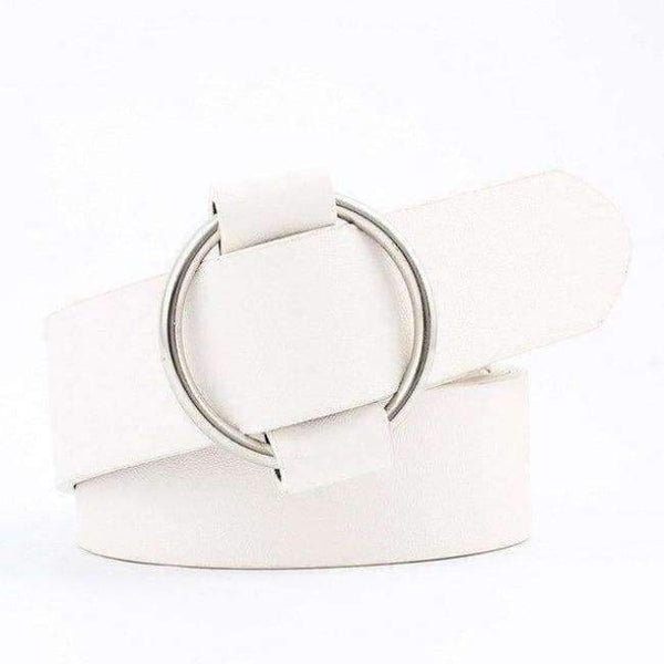 Planet Gates white / 103 Fashion Women Vintage Metal Round Buckle Waist Belt Waistband Needle-free Circle Casual Ladies Belt