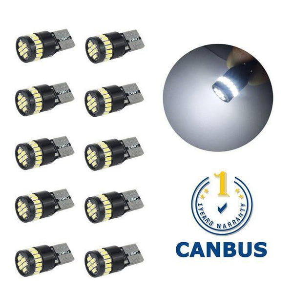 Planet Gates White 10x T10 LED W5W LED Canbus Auto Lamp 12V 3014 24SMD Car Interior Light 194 168 Lights Bulb White Blue Red Yellow No Error