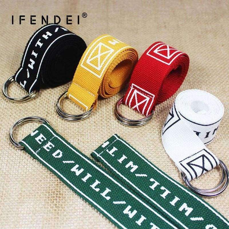 Planet Gates white / 120cm IFENDEI Yellow Unisex Belt Men's Casual Belt Women Canvas Belts For Jeans Double Ring Buckle Strap Fabric Embroidered Waistband