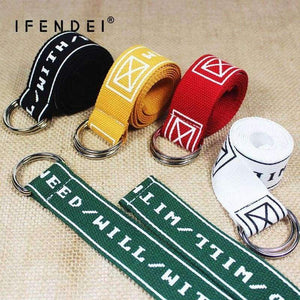 Planet Gates white / 120cm IFENDEI Yellow Unisex Belt Men's Casual Belt Women Canvas Belts For Jeans Double Ring Buckle Strap Fabric Embroidered Waistband