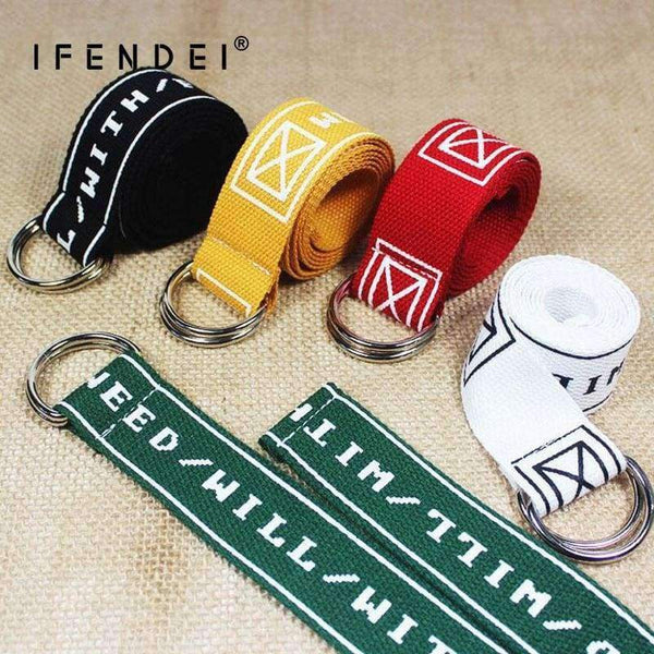 Planet Gates white / 120cm IFENDEI Yellow Unisex Belt Men's Casual Belt Women Canvas Belts For Jeans Double Ring Buckle Strap Fabric Embroidered Waistband