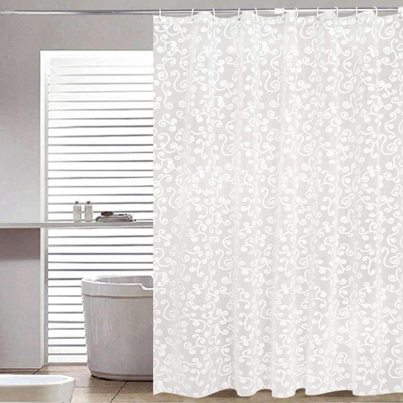 Planet Gates White / 120x180cm Bath Curtain White Geometric Printed Protection PEVA Shower Curtains Plastic Waterproof Mold Proof Bathroom Products