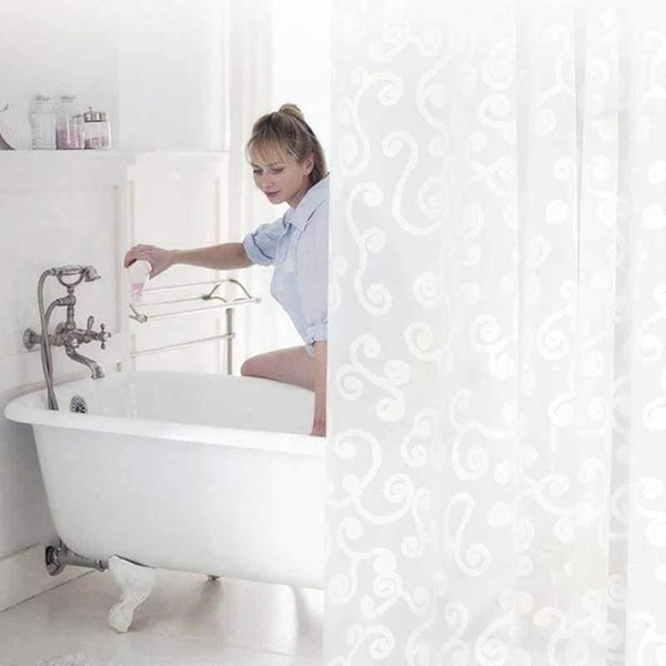 Planet Gates White / 120x180cm Bath Curtain White Geometric Printed Protection PEVA Shower Curtains Plastic Waterproof Mold Proof Bathroom Products