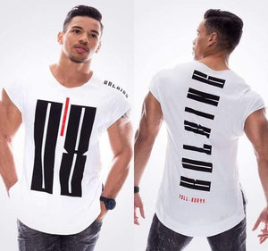 Men Fitness T-shirt Short Sleeve Cotton T Shirt Muscle Man Summer Casual Fashion Creativity Print Tee Tops High Street Clothing