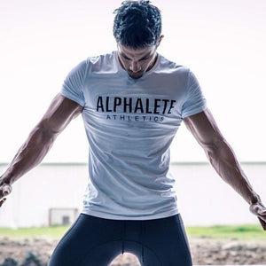 Men Short Sleeve Cotton T-shirt Casual Fashion Slim Letter Print T Shirt Male Jogger Gyms Fitness Bodybuilding Tees Summer Tops