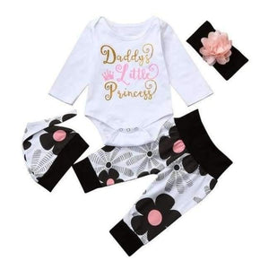 Planet Gates White / 18M / China Newborn Infant Baby Girl Letter Long Sleeve Casual Romper Tops+Floral Pants Hat 4Pcs Girls Clothes