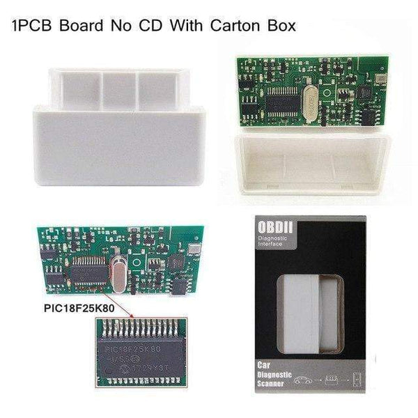 Planet Gates White 1PCB V1.5 PIC18F25K80 ELM327 Bluetooth V1.5 OBD2 Car Diagnostic Tool ELM 327 V1.5 Work On Android/Symbian
