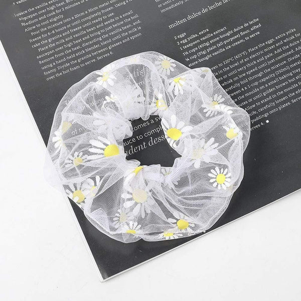1PCS Scrunchies Hair Ring Daisy Floral Hair Ties Rope Autumn Winter Women Ponytail Hair Accessories Girls Hairbands Gifts