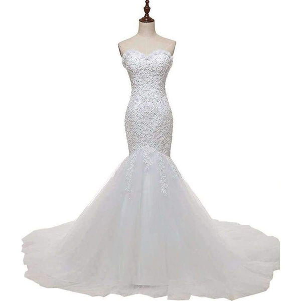 Planet Gates White / 2 / 100cm Beaded Mermaid Wedding Dress 2017 Real Pictures Lace Wedding Dress Tulle Bridal Wedding Gown Vestido De Noiva SLDW57