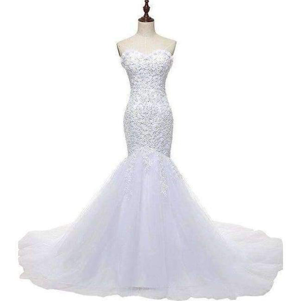 Planet Gates White / 2 / 100cm Beaded Mermaid Wedding Dress 2017 Real Pictures Lace Wedding Dress Tulle Bridal Wedding Gown Vestido De Noiva SLDW57